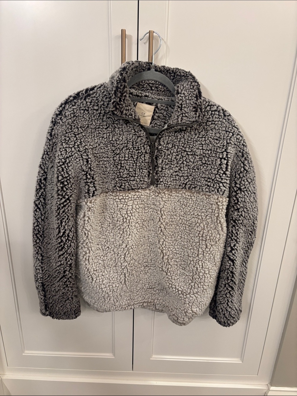 Thread & Supply Two-Tone Gray Sherpa Half-Zip Jacket - small